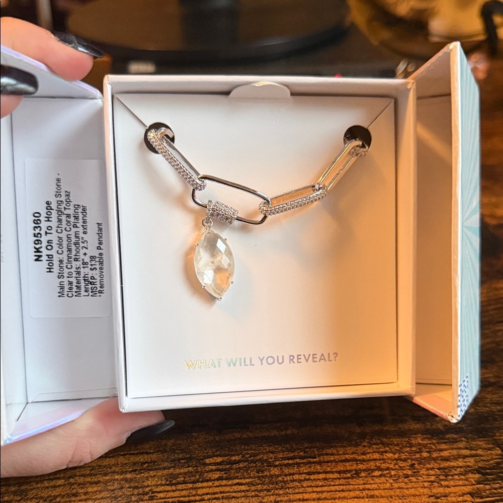 Chic Silver Necklace with Crystal Charm